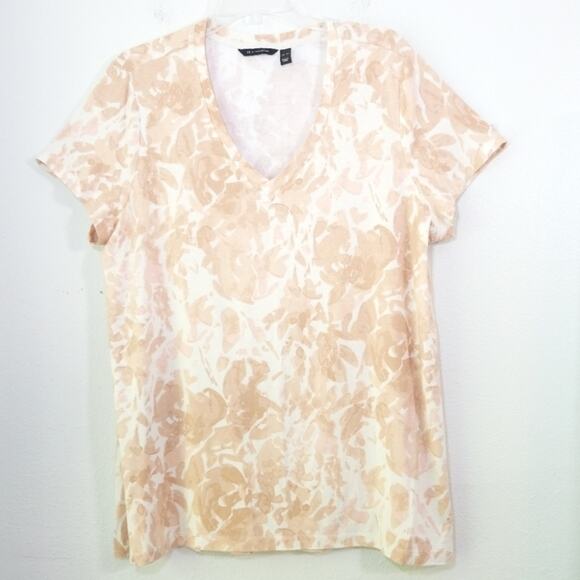 NWOT Halston soft marbled V-neck tee T-shirt XL - Picture 1 of 7